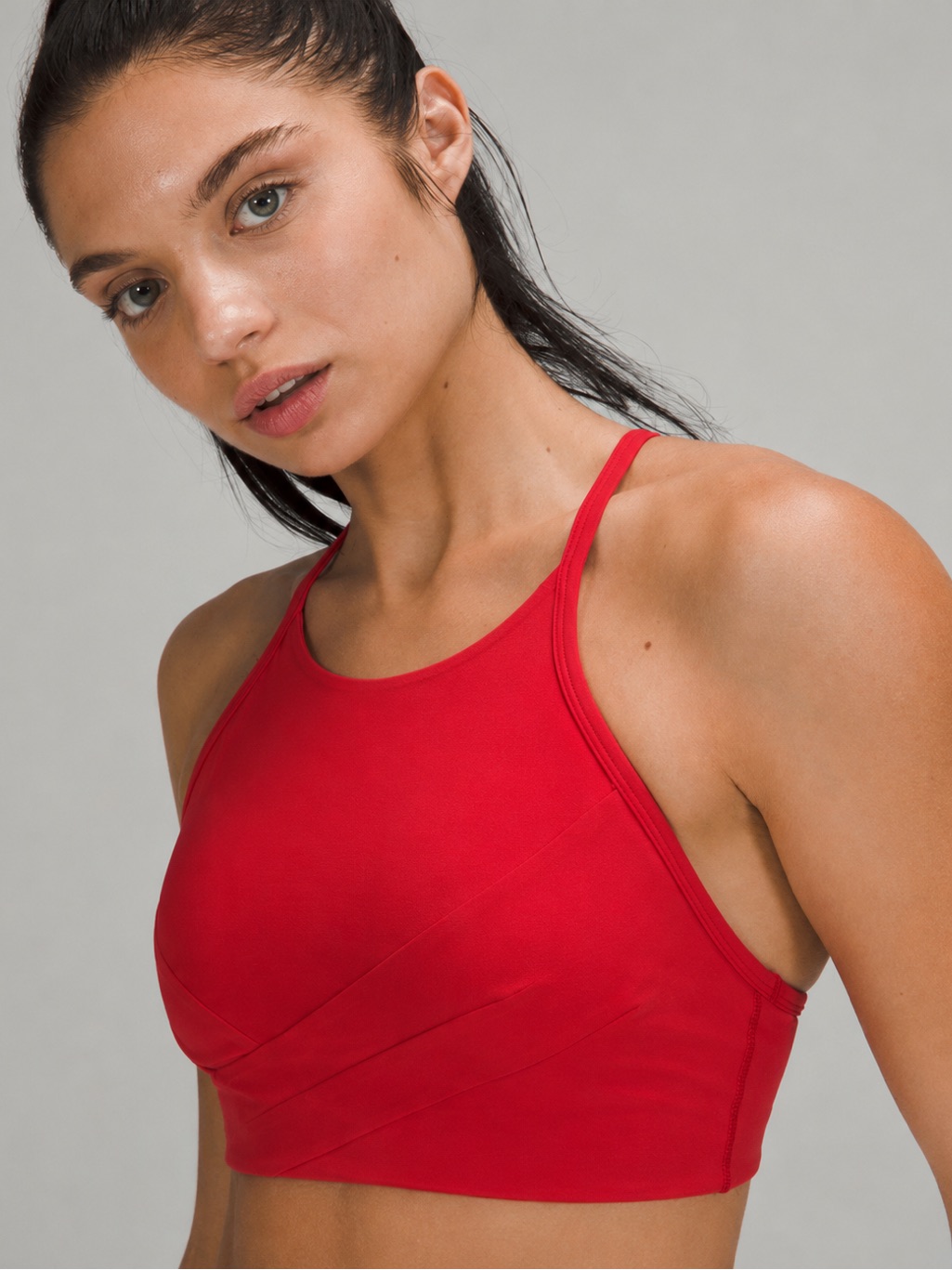 Lululemon Flow Y Wrap-Front High-Neck Bra College Crimson Nwt Size 6 B/C Cup